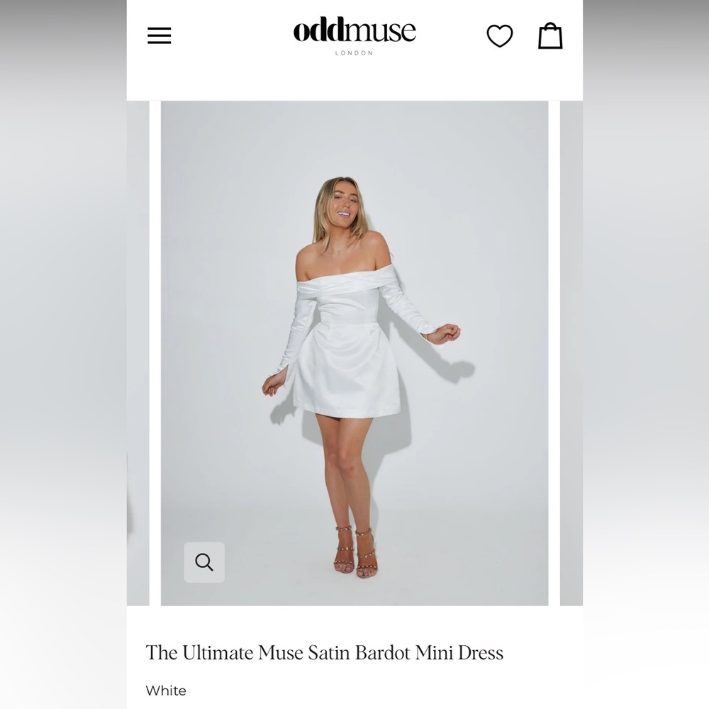 The Ultimate Muse Satin Bardot Mini Dress White